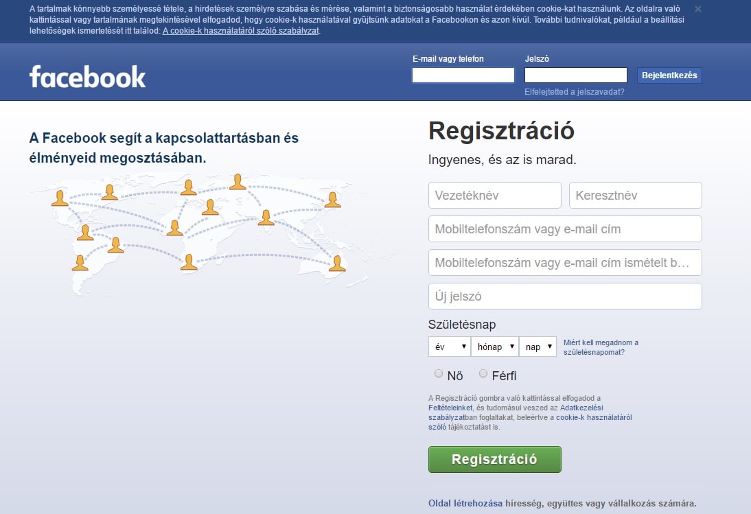 Facebook regisztrációs útmutató