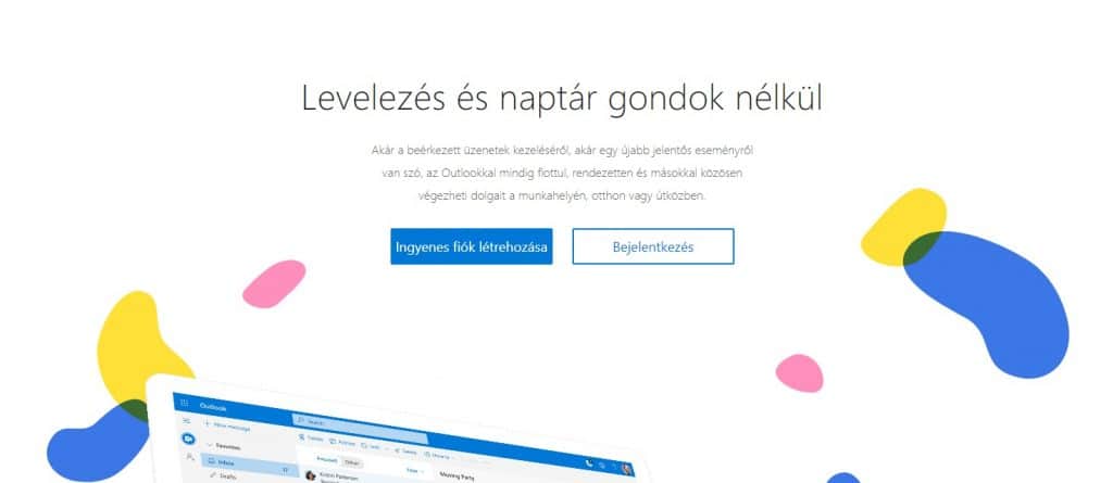 Az Outlook bejelentkezési oldala
