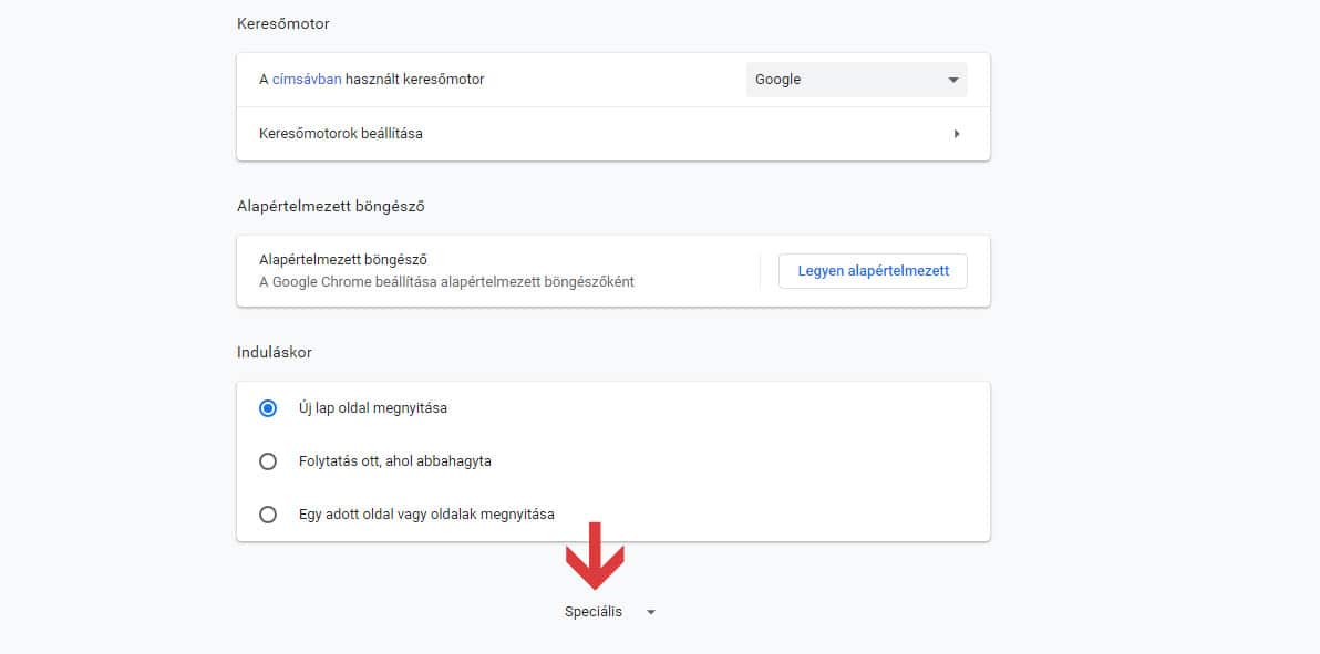 Sütik beállítása - speciális opció a Google Chrome-ban