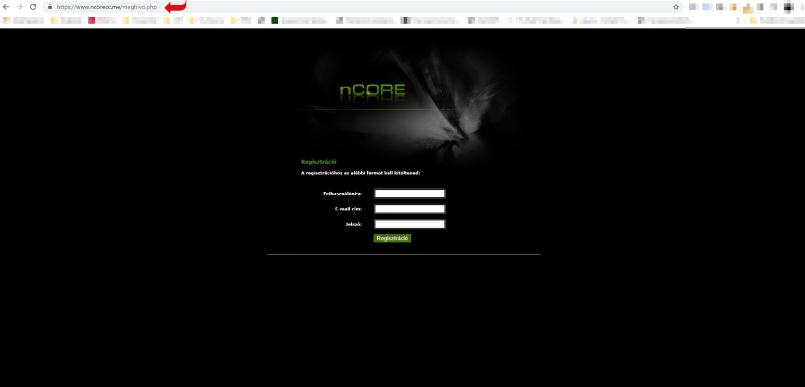nCore regisztráció, nCore regisztrálás