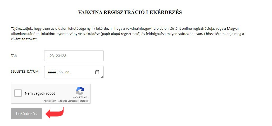 Covid-19 oltás, vakcina regisztráció ellenőrzés