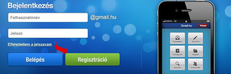 A Gmail.hu regisztráció első lépése