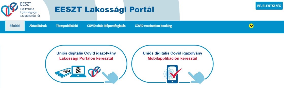 Uniós digitális Covid igazolvány letöltése EESZT belépéssel
