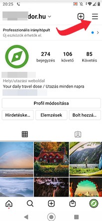 Instagram belépés mobil applikáción keresztül, Facebook fiókkal