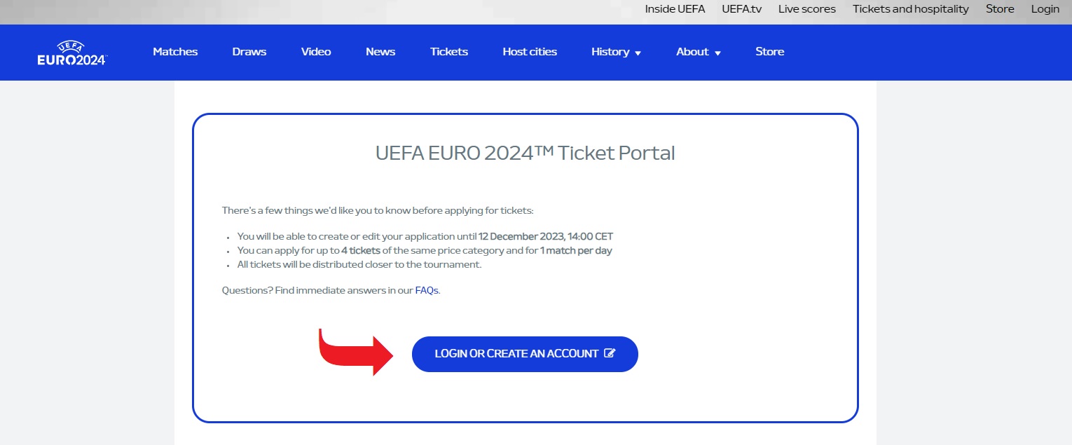 UEFA EB belépőjegy sorsolás, jegy igénylése